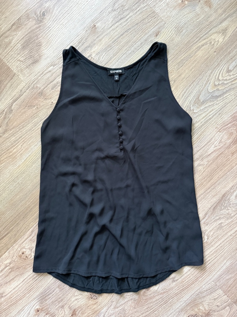 Express Black V-Neck Sleeveless Button-Front Camisole